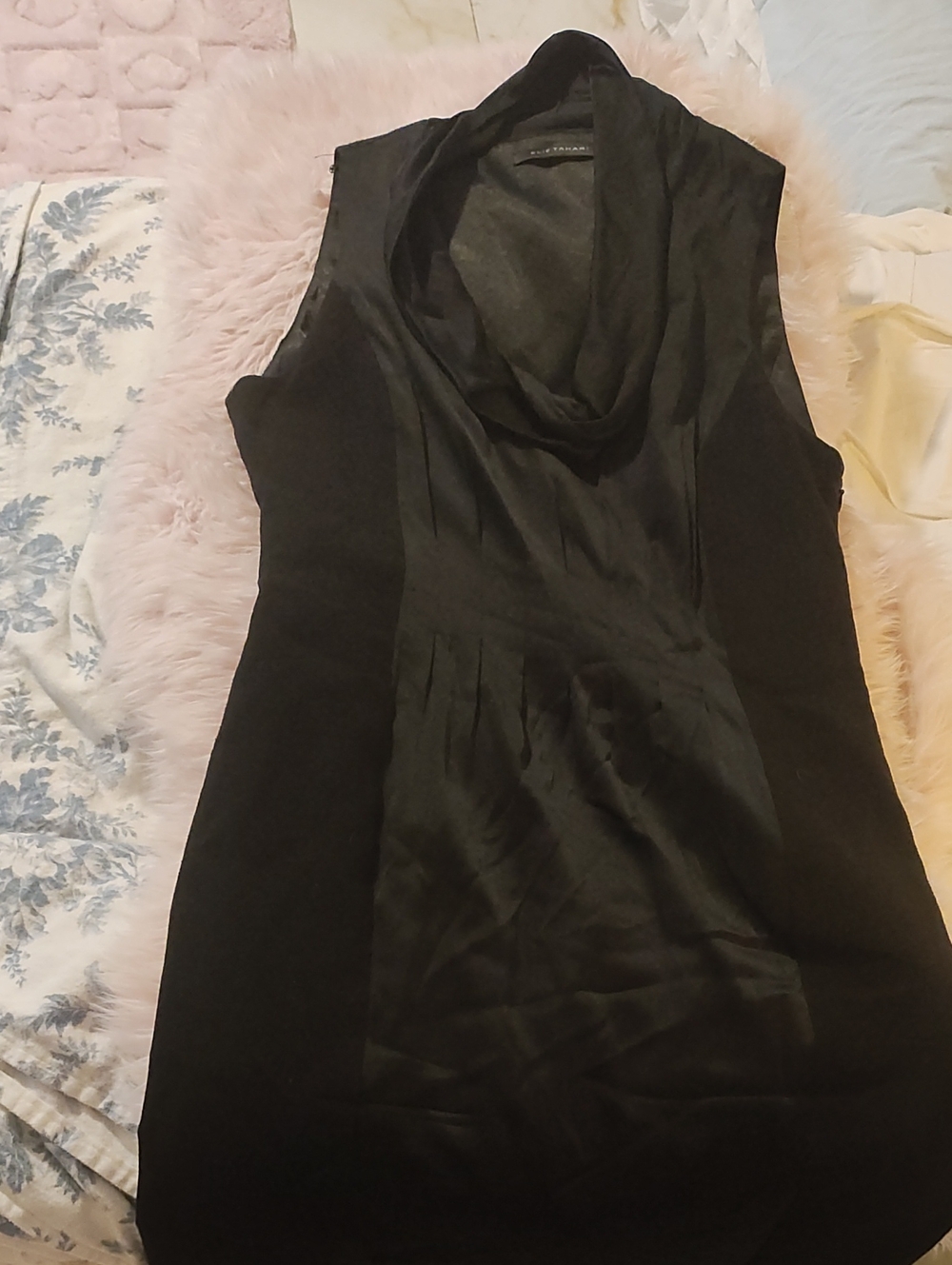 Elie Tahari Black Cowl Neck Mini Dress